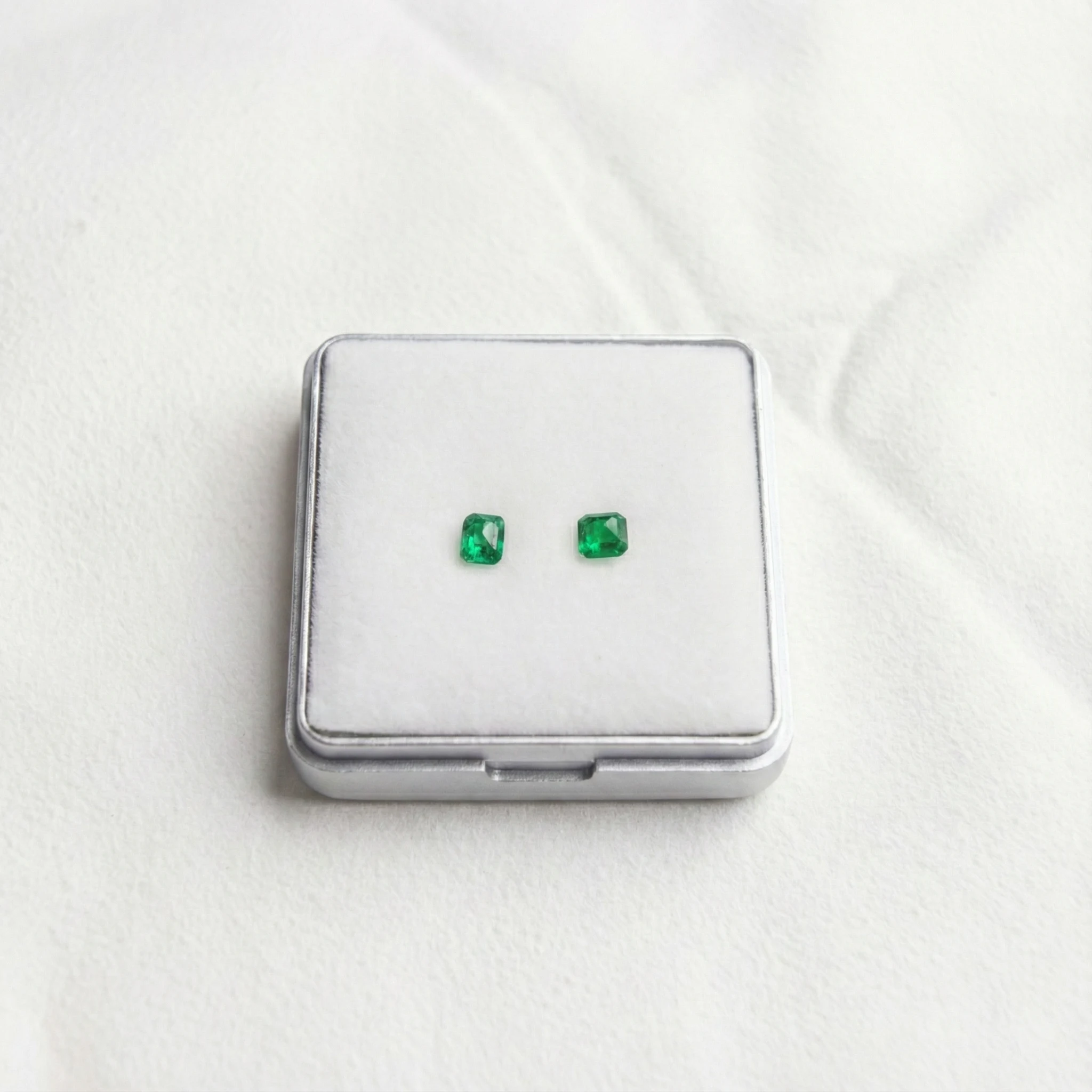 Matched Pair Natural Emeralds (Panna) - Step Cut Squares